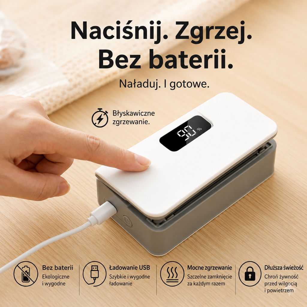 ZgrzejTo™ | Przenośna zgrzewarka USB do toreb – Zachowaj świeżość na dłużej